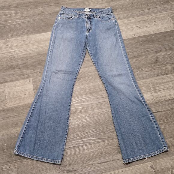 Vintage Calvin Klein Blue Faded Denim Wide Flare Leg Stretch Jeans - Picture 6 of 6